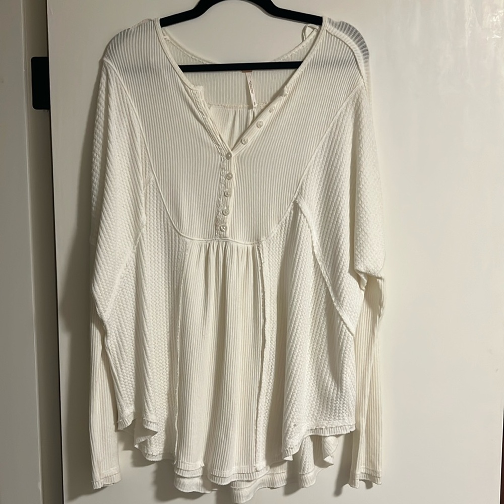 Free People Citrine Textured Cotton Blend Top
